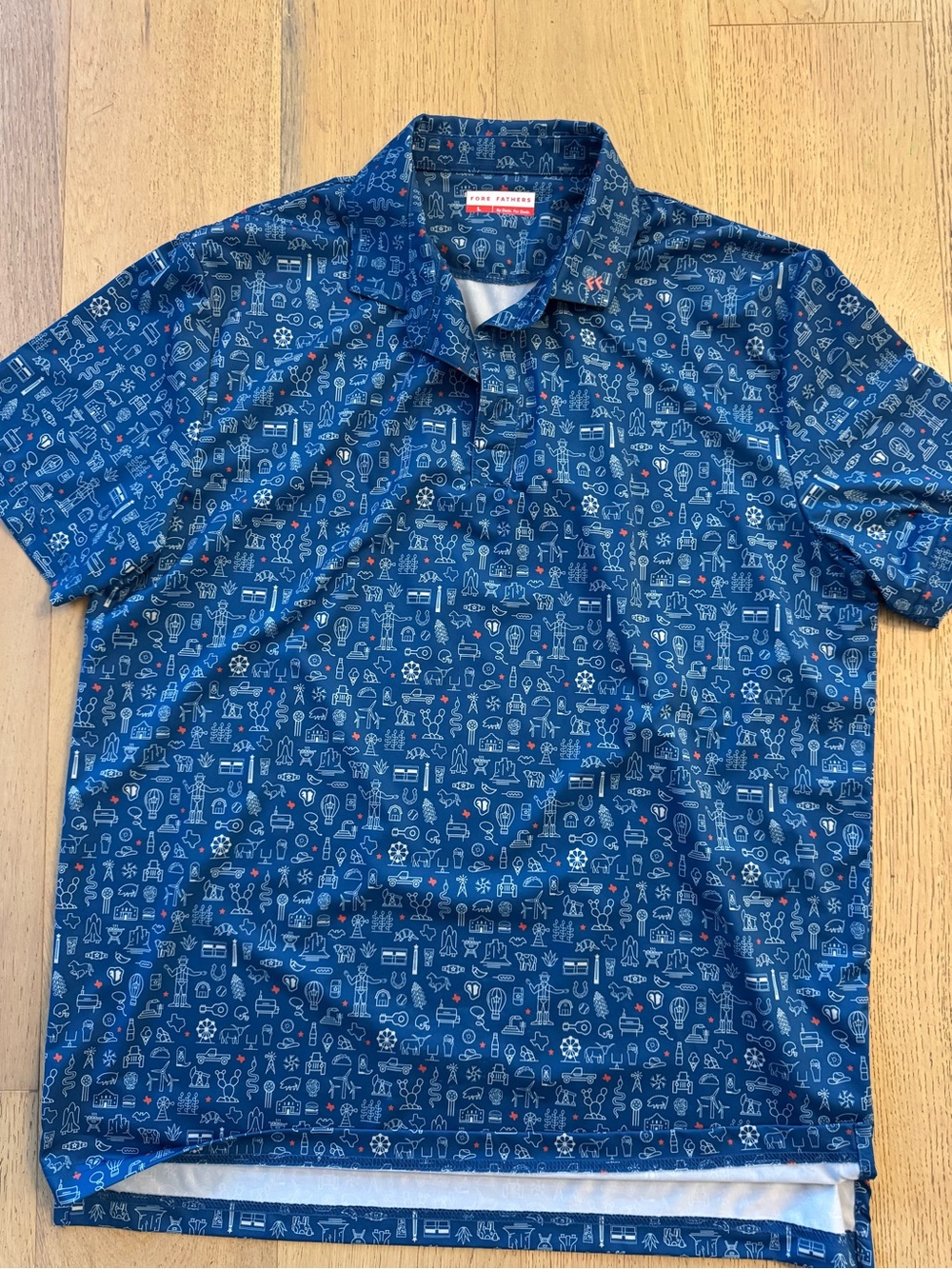 Fore Fathers Texas Navy Icon-Print Short-Sleeve Polo